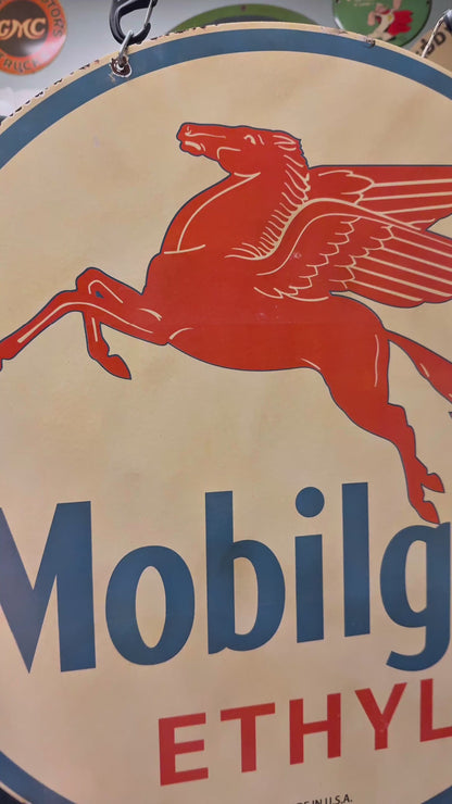 *Limited* Mobilgas Ethyl Winged Horse Double-Sided Large Porcelain Enamel on Steel (DS 30-Inch)