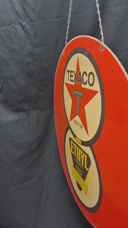 *Limited* Texaco Ethyl Double-Sided Large Porcelain Enamel on Steel (DS 30-Inch)