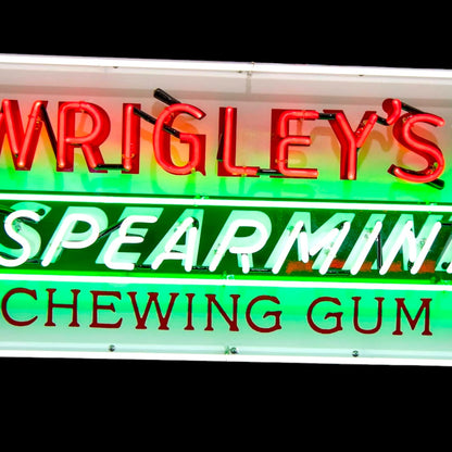 Wrigley's Spearmint Gum Panel Neon Box with Porcelain Enamel and Steel Can